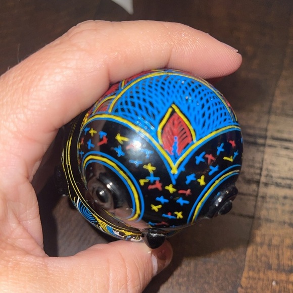 Vintage 5" Burmese Owl Lacquer Decorated Canister Box Container Burma Myanmar - Picture 3 of 9